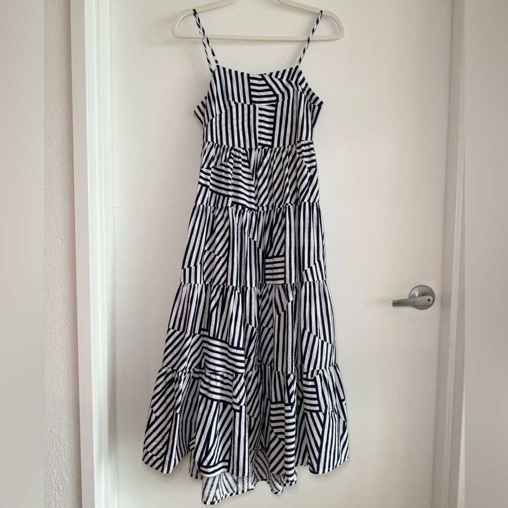 Mister Zimi Blue and White Striped Midi Dress